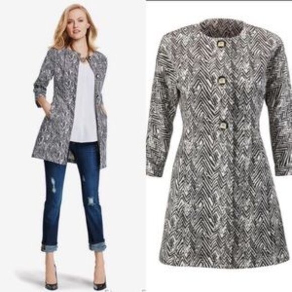 Cabi Zig Zag Ponte Knit Long Line Blazer Jacket - Picture 1 of 6